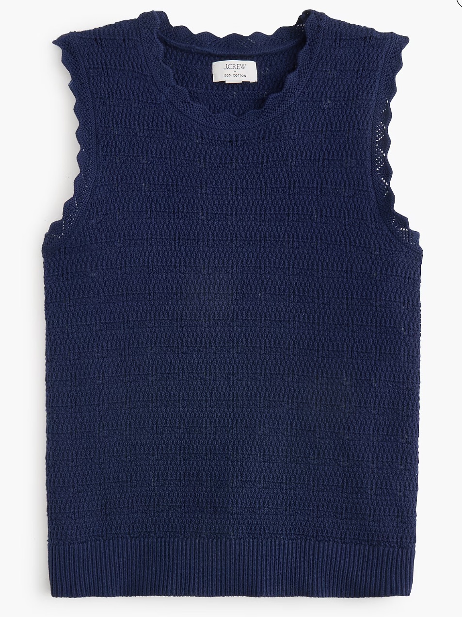 Nwt J. Crew Navy Scalloped Pointelle Sweater Sleeveless Top S